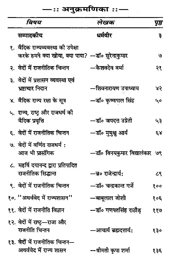 वेद-गोष्ठी (वेदों में राजनीति- विचार) </br> Veda-Gosthi (Politics- Thoughts in Vedas)